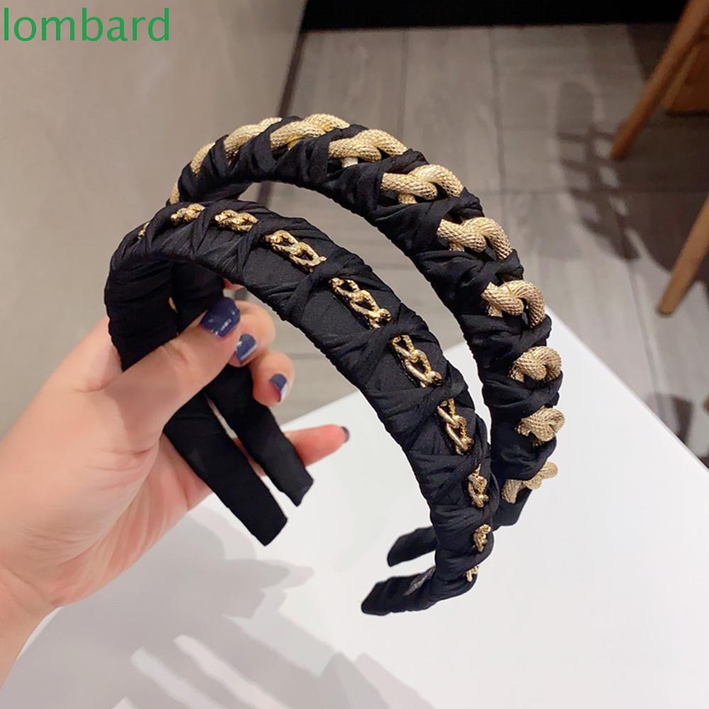 Băng Đô Dây Xích Kim Loại Bản Rộng Thắt Nút Kiểu Vintage Thời Trang Cho Nữ