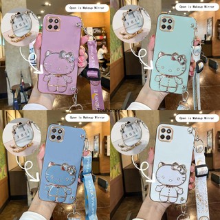 Ốp Điện Thoại Họa Tiết Cho Ốp Lưng infinix Smart 6 HD Case Vanity Mirror Cute Hello Kitty Anime Stand Wrist Band With Metal Sheet Phone Cover Casing Cassing Cases SK