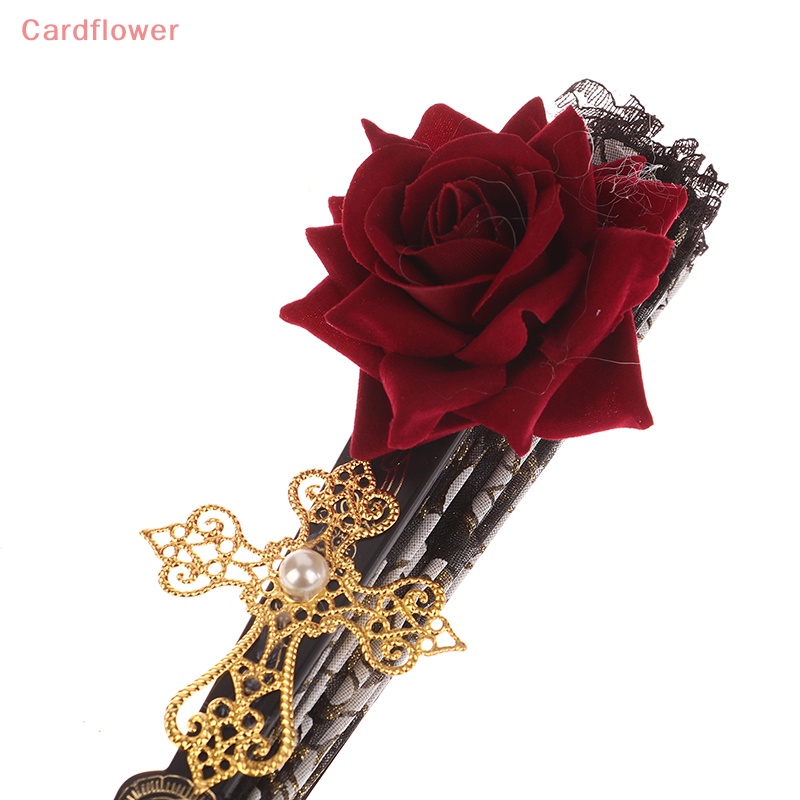 < Cardflower > Quạt Xếp Cầm Tay Bằng Ren Hoa Hồng Phong Cách Gothic Retro Châu Âu Cho Tiệc Cưới / Tiệc Tùng Mới