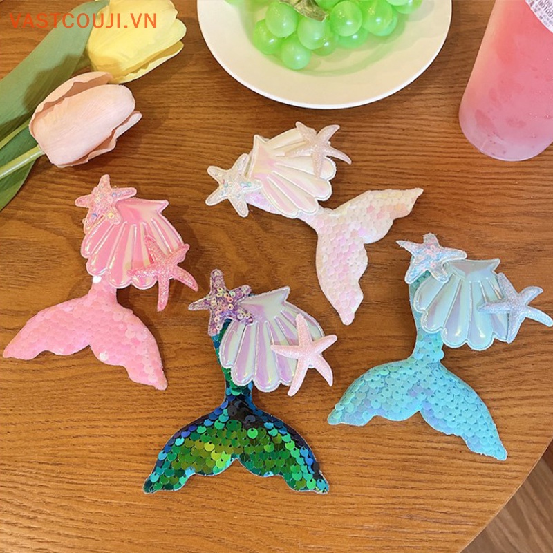 Kẹp Tóc Hình Vỏ Sò / Sao Biển / Vỏ Sò Đính Sequin Nhiều Màu Dễ Thương Thời Trang Cho Bé Gái