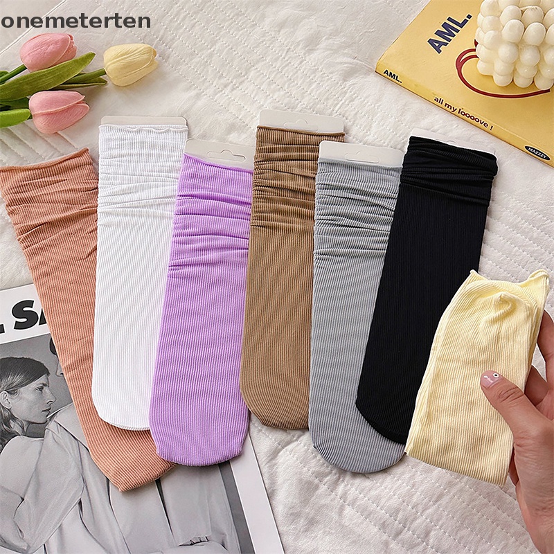 Rten 1 Đôi Vớ Dài Đến Giữa Bắp Chân Bằng Nylon Mỏng Mềm Thoáng Khí Màu Khaki Be Harajuku Thời Trang Mùa Hè Cho Nữ n