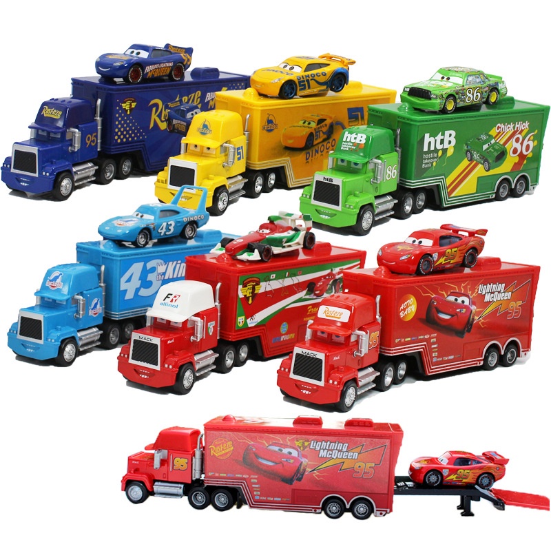 Set 2 Mô Hình Xe Ô Tô 3 Tia Chớp McQueen Jackson Storm Mack Uncle Bằng Kim Loại
