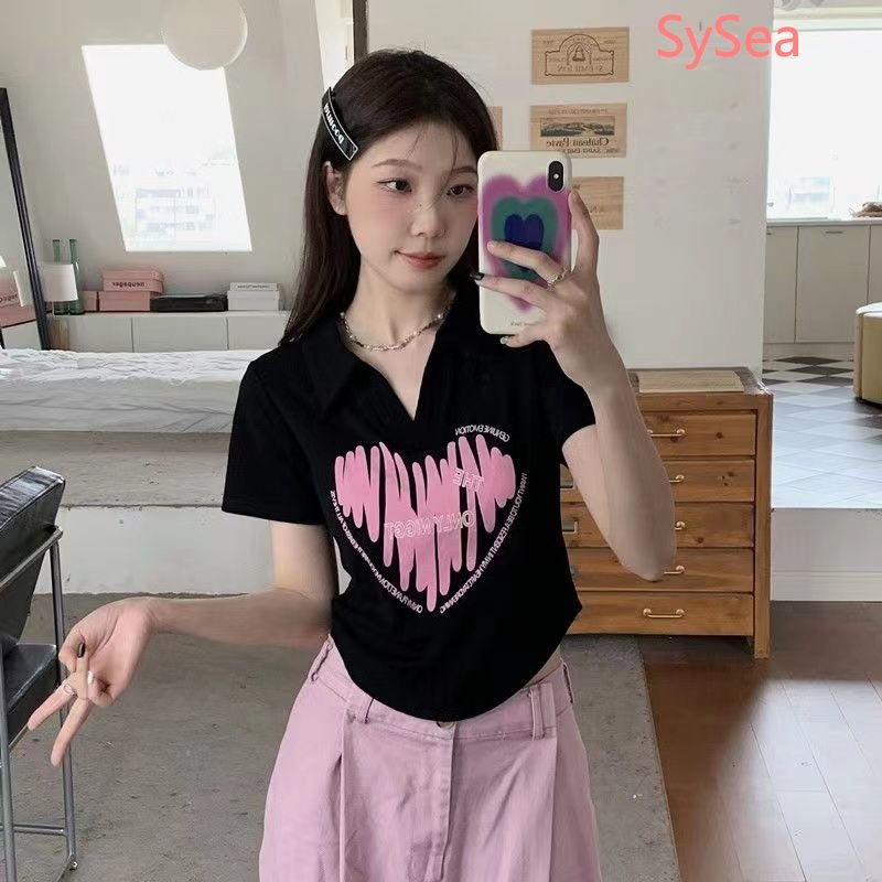 Áo Sơ Mi Cổ Polo Kiểu Hàn Quốc Thiết Kế Bất Đối Xứng Thời Trang Cho Nữ