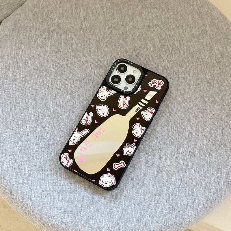 Ốp Điện Thoại Silicone Mềm Mặt Gương In Hình Cún Cho iPhone X XS XR 11 12 13 Mini 14 Plus Pro Max