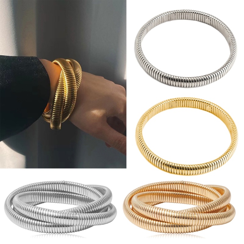 Vòng Tay Dây Xích Xoắn Nhiều Lớp Họa Tiết Da Rắn Thời Trang Dự Tiệc Cho Nữ