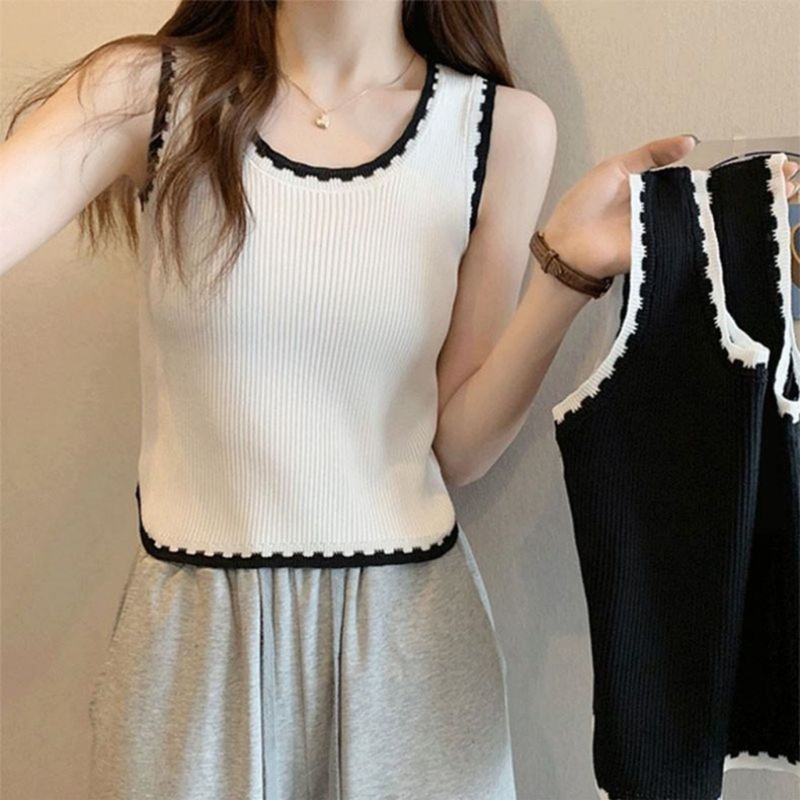 Áo Dệt Kim Hai Dây Dáng Ôm Co Giãn Thời Trang Mùa Hè Cho Nữ