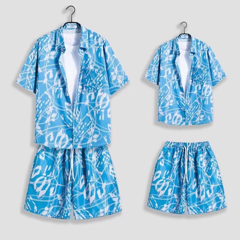 Set Đồ Thể Thao Phối Áo Sơ Mi Tay Ngắn Dáng Rộng Cỡ Lớn Thời Trang Hè Cá Tính Cho Nam