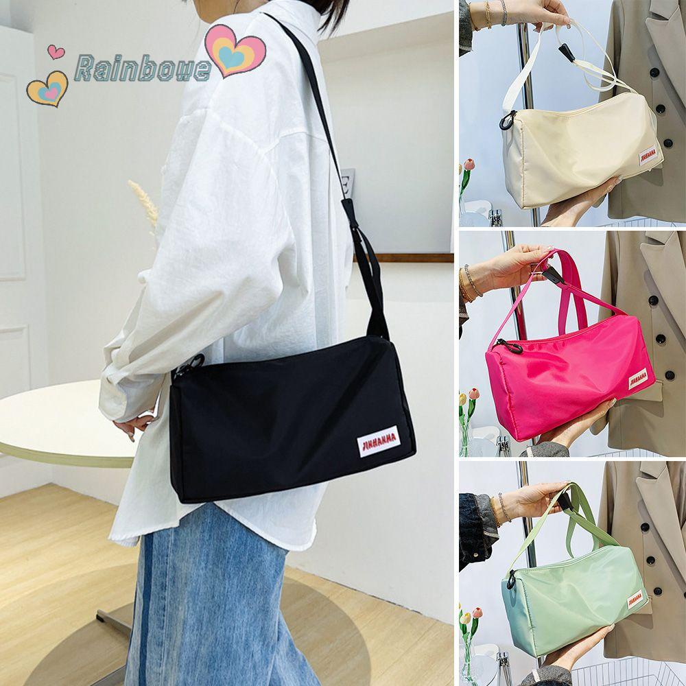 Túi Đeo Chéo Chất Liệu Nilon Cỡ Lớn Màu Cầu Vồng Thời Trang
