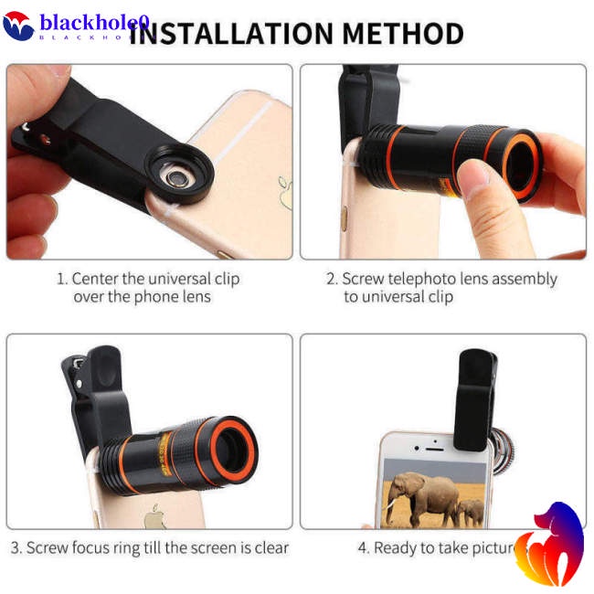 Ống Kính Macro HD Phóng To 12x 8x Có Kẹp Gắn Điện Thoại / Máy Ảnh