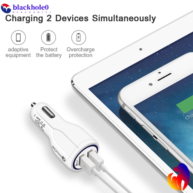 Tẩu Sạc Điện Thoại Nhanh 3.0 2 Cổng USB Cho Xe Hơi