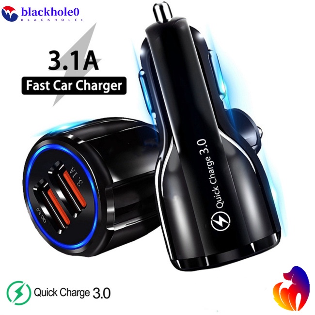 Cục Sạc Nhanh Qc3.0 Kép Usb Kép Bằng Hợp Kim Nhôm Thông Minh Cho Xe Hơi