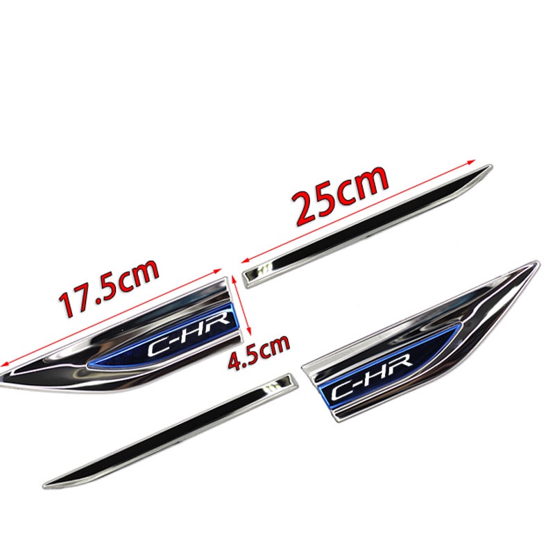 FENDER 1 Bộ Miếng Dán Logo Bằng Thép Không Gỉ Trang Trí Cửa Xe Hơi Toyota CHR CHR CHR-R