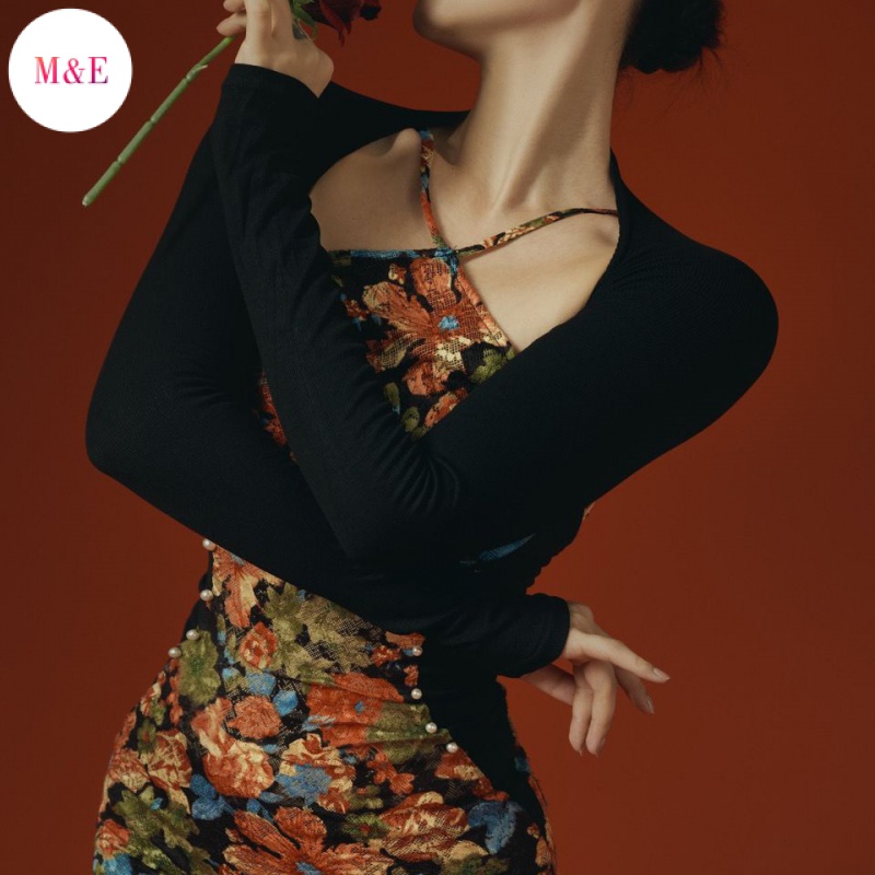 M &amp; E 2023 Đầm Sườn Xám Cách Tân Cổ Điển Phối Ren Nhiều Màu Co Giãn Thanh Lịch Tao Nhã Hàng Mới Chính Hãng