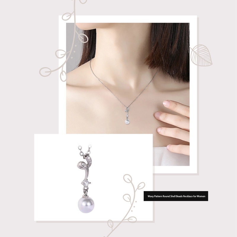 Ygt Vòng cổ Bạc Mặt Đá Zircon Ngọc Trai Trắng Dành Cho Nữ