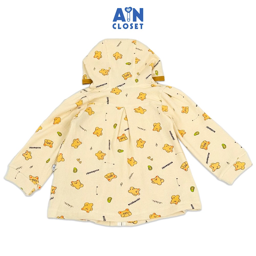 Áo khoác có nón bé gái họa tiết Gấu Vàng Ecobamb thun tổ ong. - AICDBGSRQ7F5 - AIN Closet