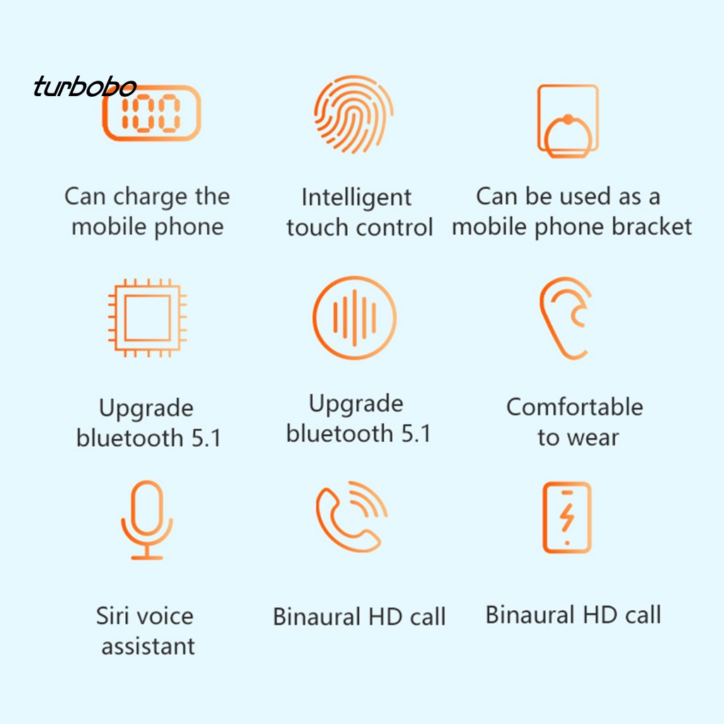 Tai Nghe Nhét Tai Bluetooth 5.1 Không Dây Cảm Ứng turbobo F9-13B Điện Thoại
