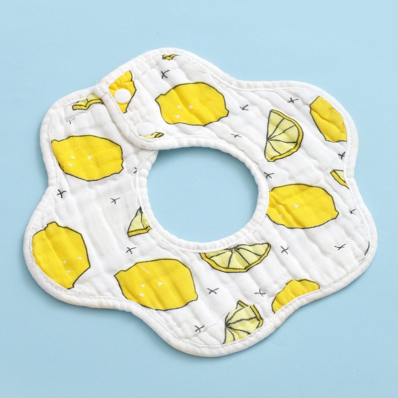 360° Yếm Ăn Cotton Mềm Mại Thấm Hút Tốt In Họa Tiết Hoa Xinh Xắn Dành Cho Các Bé