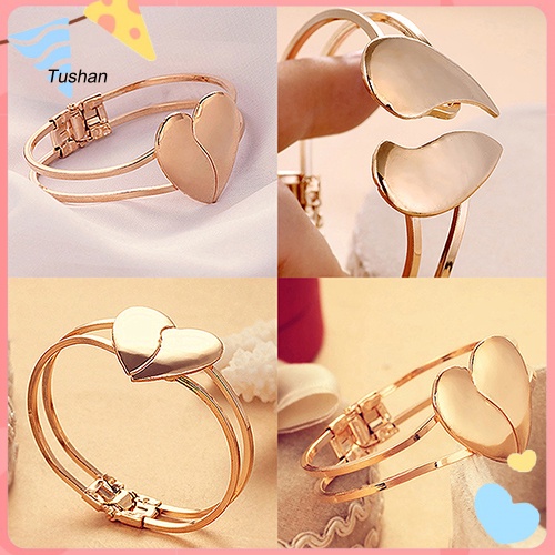 Vòng Tay Hợp Kim Mạ Vàng Hình Trái Tim Cho Cặp Đôi Charms