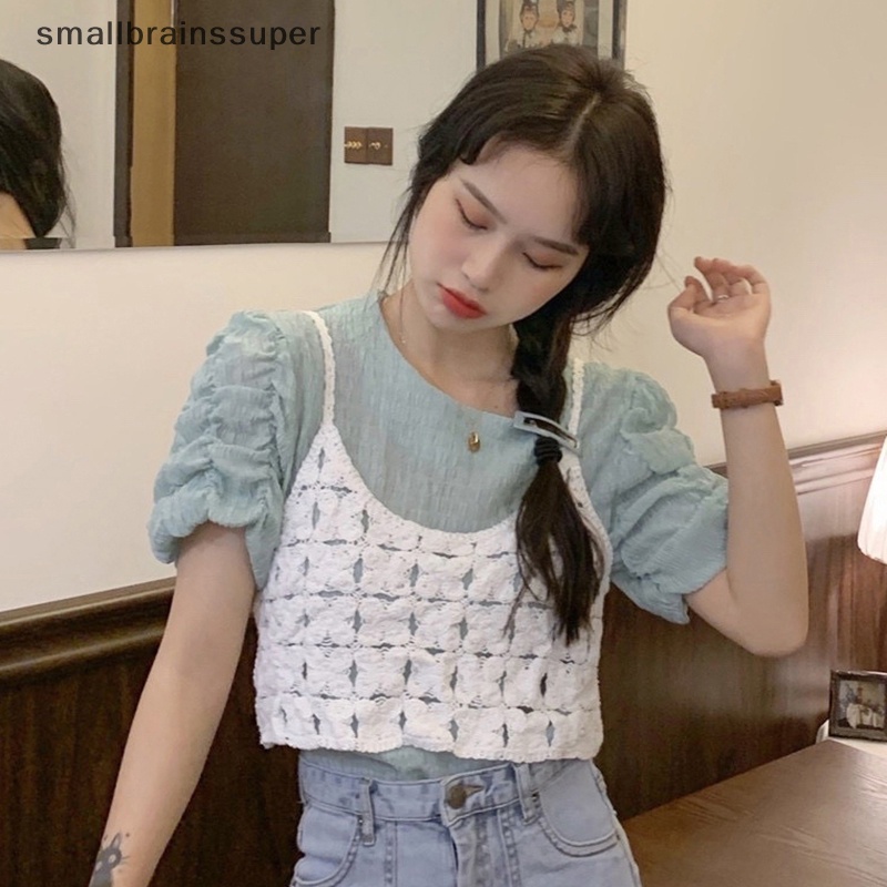 Áo Hai Dây Dệt Kim Màu Trơn Phong Cách Vintage Thời Trang Mùa Hè Cho Nữ