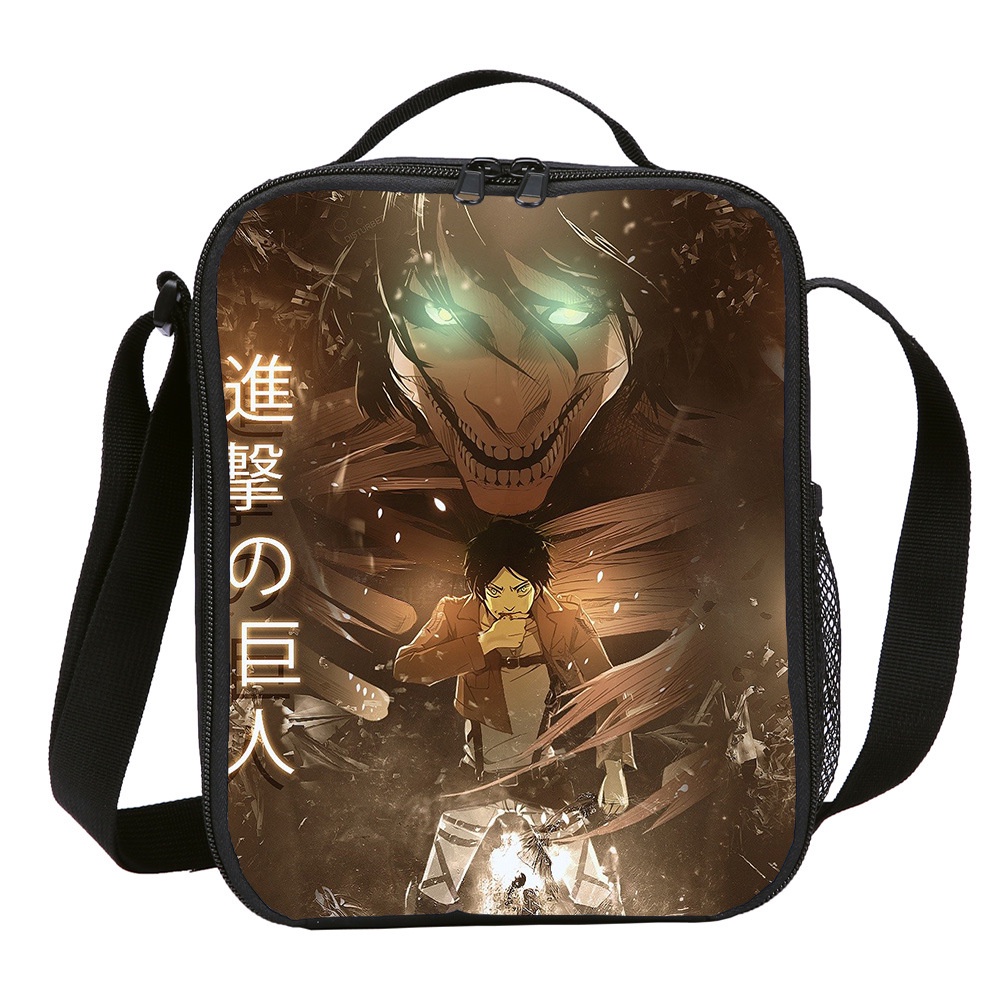 Túi Đựng Hộp Cơm Trưa Cách Nhiệt Chống Nước In Họa Tiết Attack on Titan Thiết Kế Mới Cho Trẻ Em Gái