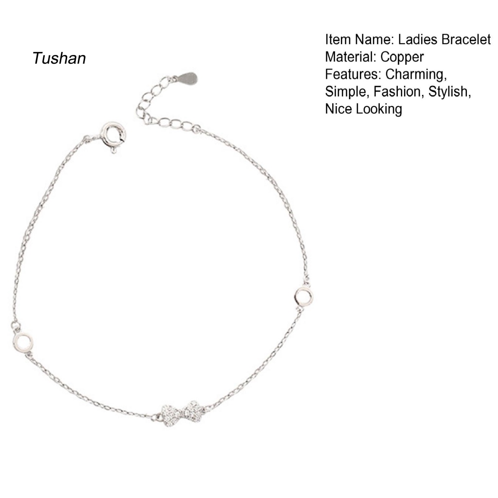 Vòng Đeo Tay Chuỗi Hạt Mặt Hình Nơ Bằng Đồng Đáng Yêu Cho Nữ