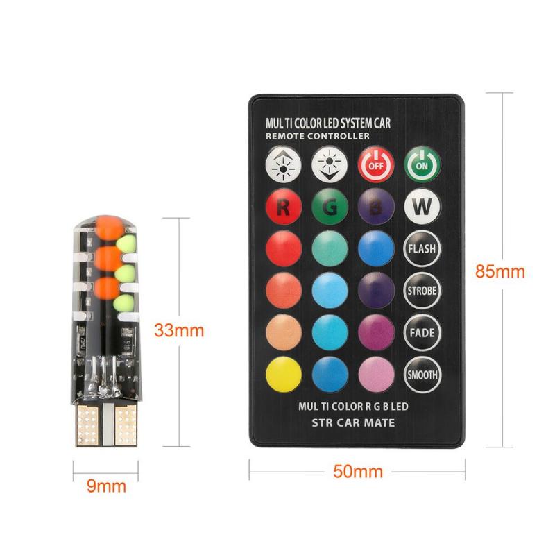 Set 2 Đèn LED 12 SMD RGB T10 194 168 W5W 5050-6SMD RGB Dành Cho Ô Tô