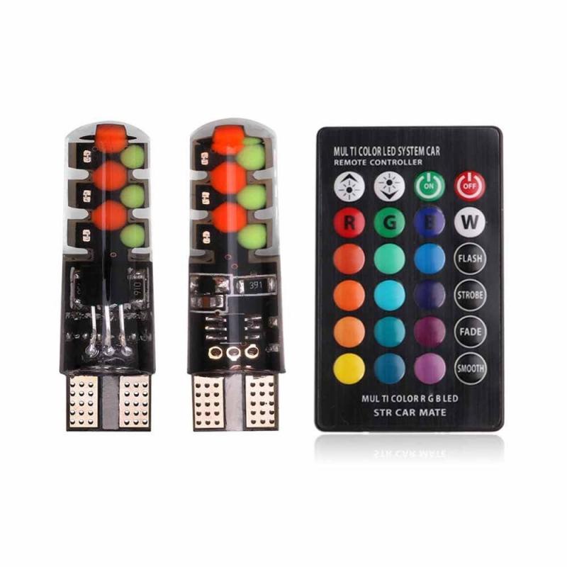 Set 2 Đèn LED 12 SMD RGB T10 194 168 W5W 5050-6SMD RGB Dành Cho Ô Tô