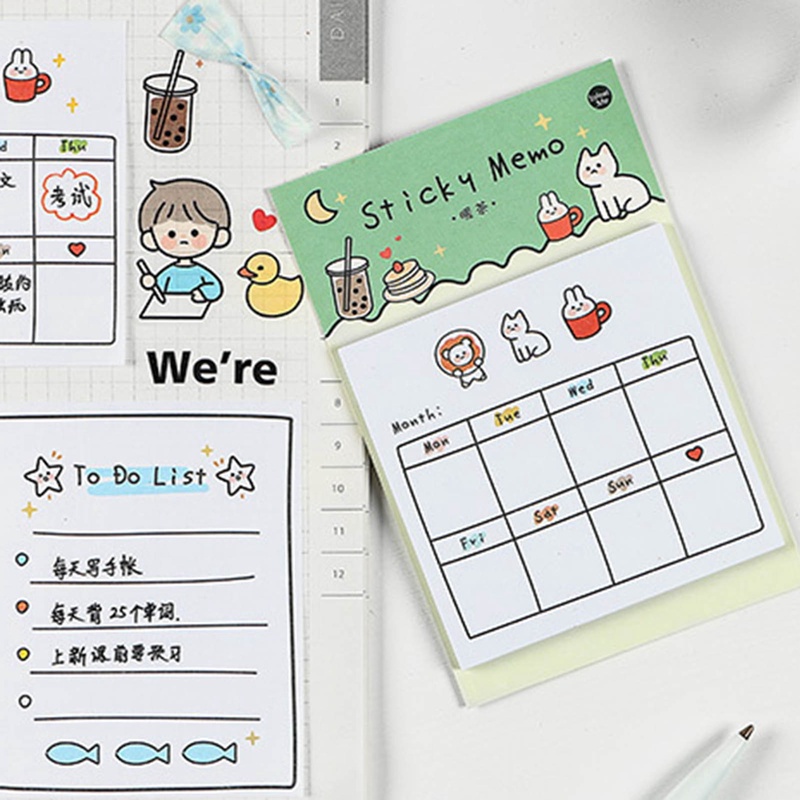 Set 30 Tấm Giấy Ghi Chú Họa Tiết Đáng Yêu Trang Trí Sổ Tay