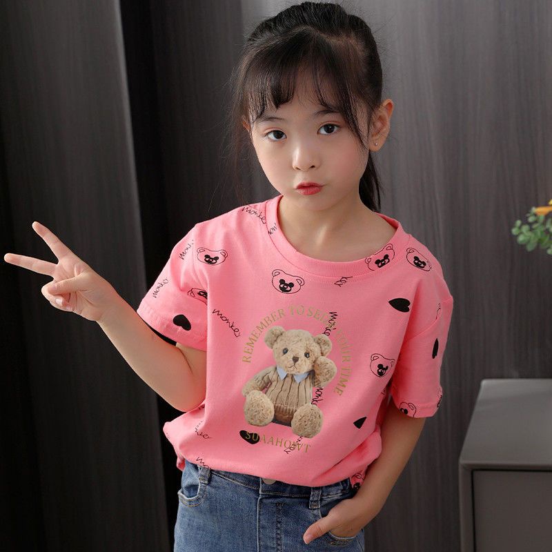 Áo Thun Cotton Tay Ngắn Dáng Rộng In Chữ Thời Trang Mùa Hè 2023 Mới Cho Bé I6
