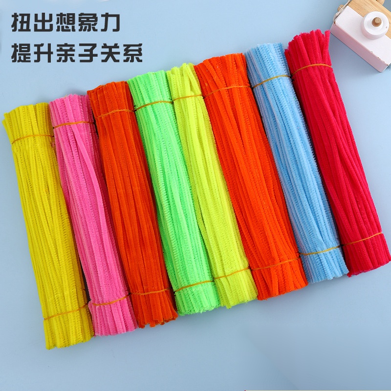 Bộ 100 Dây Lông Dày kẽm nhung kẽm lông nhung 30cm 48 Màu Sắc Tùy Chọn Trang Trí Đồ Chơi Cho Bé