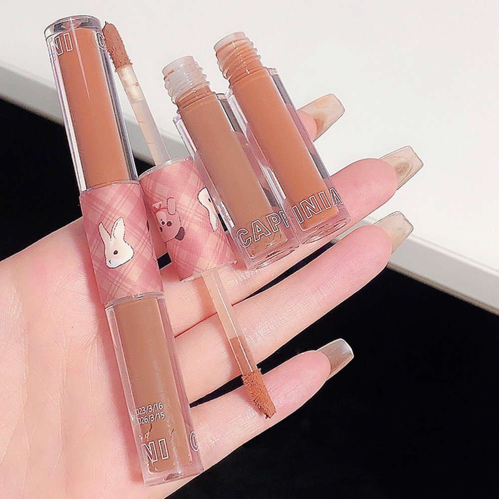 Son Môi Hai Đầu Cappuvini Chống Nước Lâu Trôi Không Dính Cốc 6 Màu Tùy Chọn