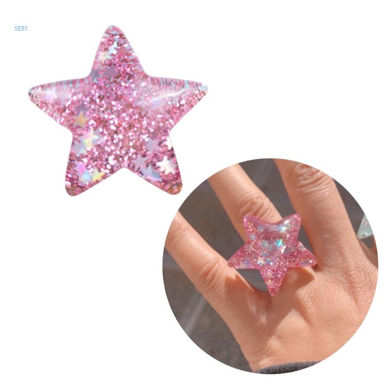 Nhẫn Nhựa Resin Dạng Mở Hình Ngôi Sao Hoạt Hình Có Thể Điều Chỉnh Được