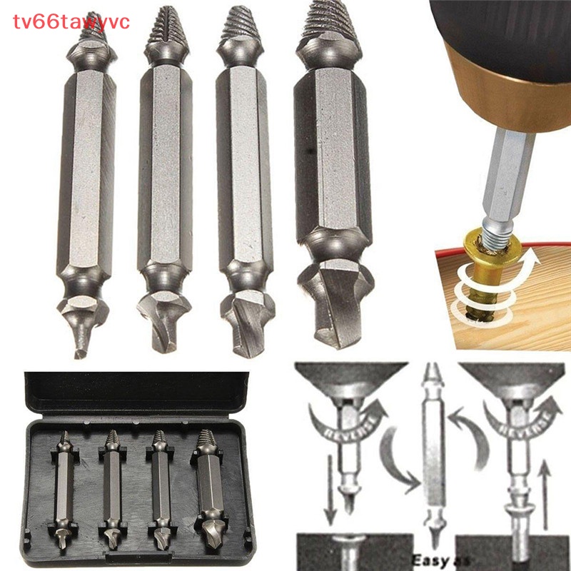 {Tv66tawyvc} 4 cái Tốc độ ra vít extractor khoan với hộp bit công cụ bị hỏng hư hỏng Remover mới