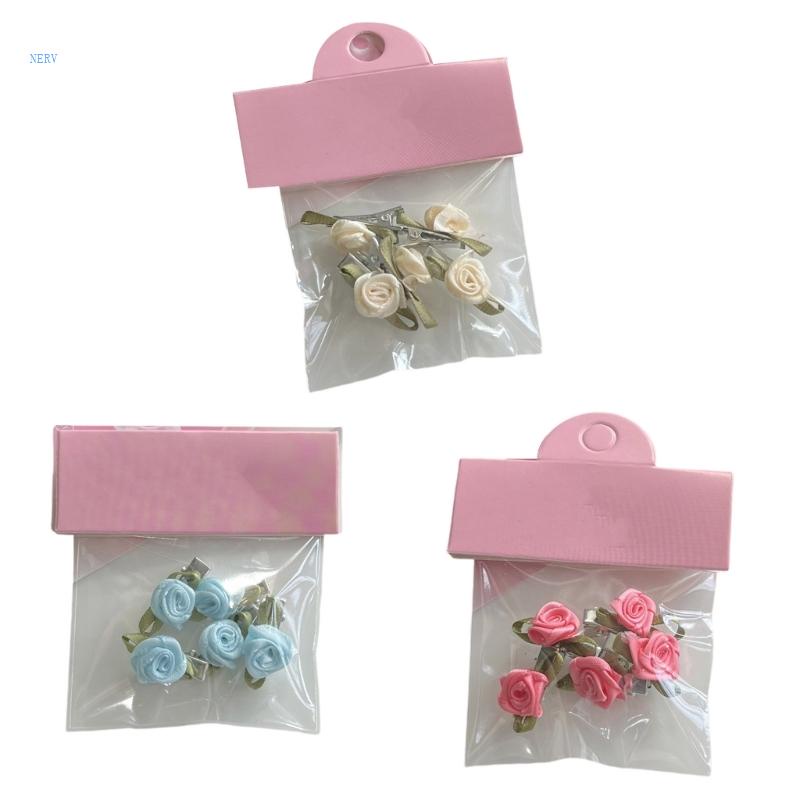 Set 5 Kẹp Tóc Mỏ Vịt Đính Hoa Đáng Yêu