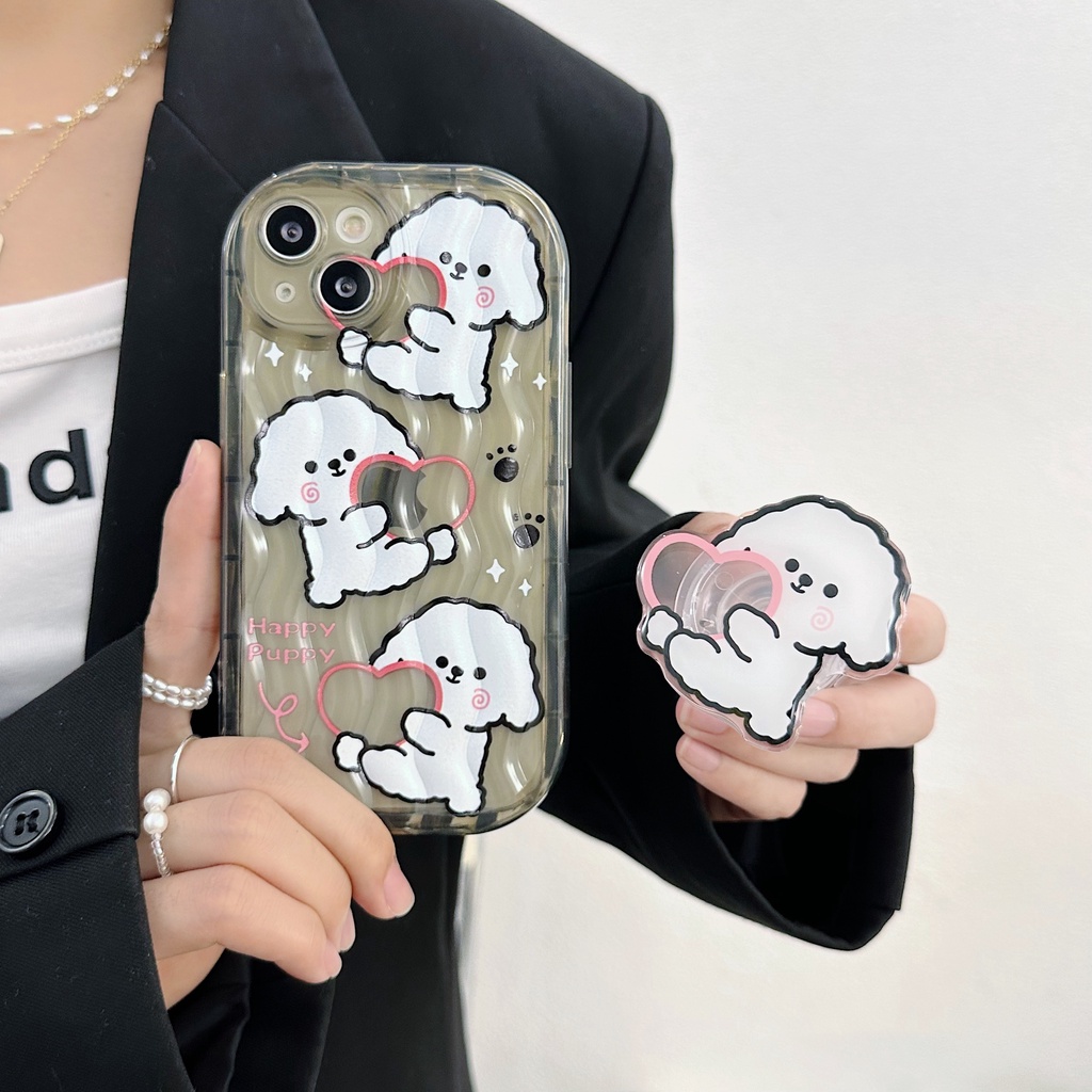 Ốp Điện Thoại TPU Silicone Mềm Trong Suốt Chống Sốc In Hình Chú Chó Dễ Thương Cho iPhone 13 12 11 Pro Max 14 Plus Đứng