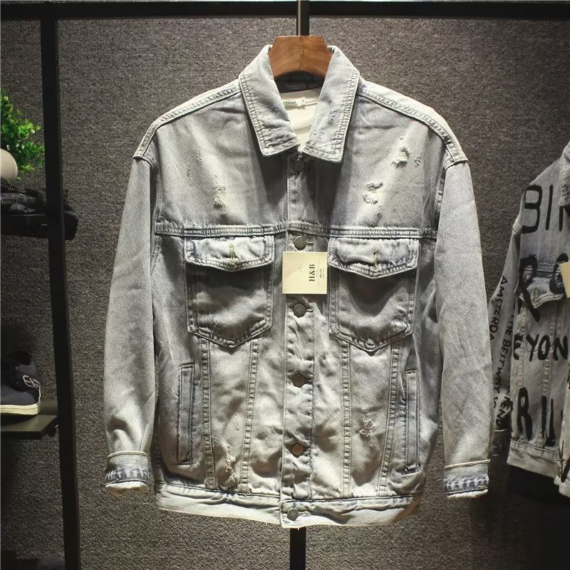 Áo Khoác Denim Dáng Rộng Phong Cách Đường Phố Thời Trang Xuân Thu Cho Cặp Đôi