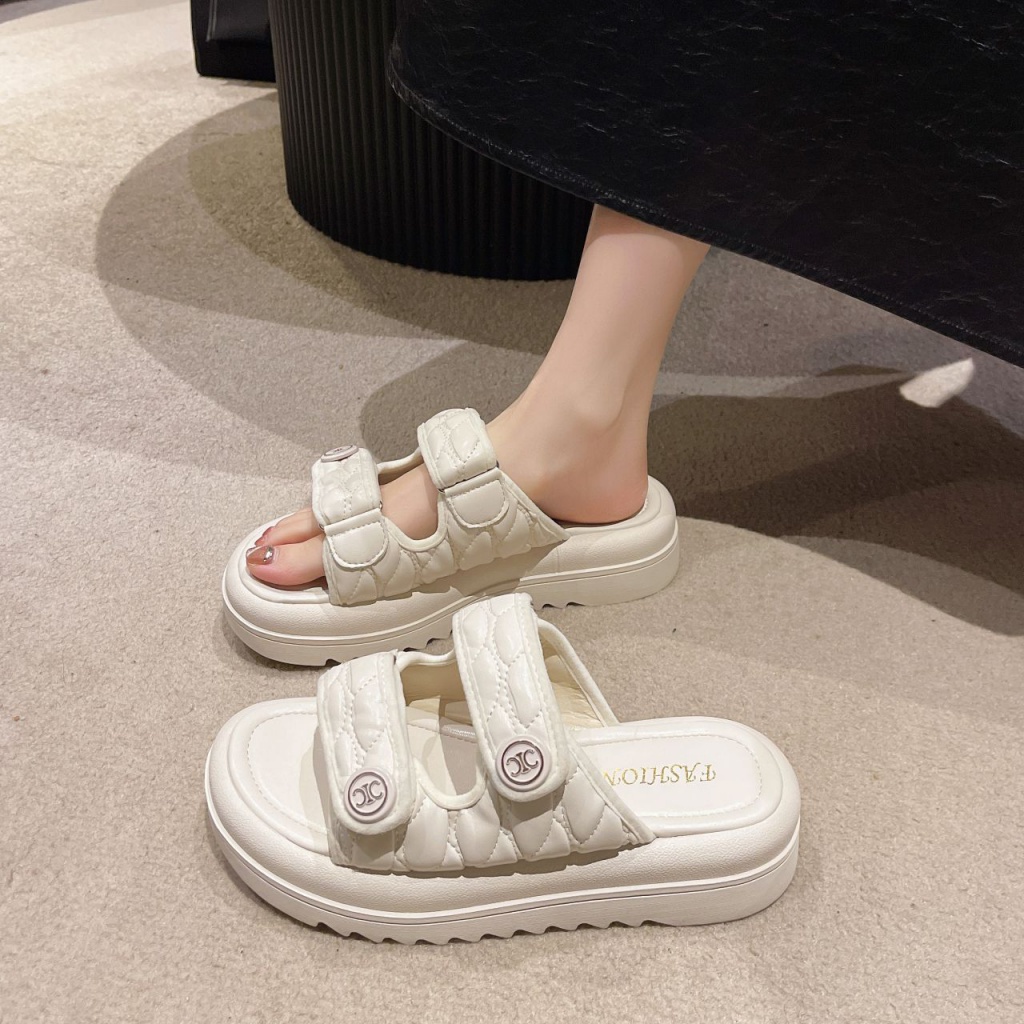Sandal Quai Dán Đế Phẳng Dày Dặn Phong Cách Thời Trang Mới Có Size Lớn 35-43 Dành Cho Nữ