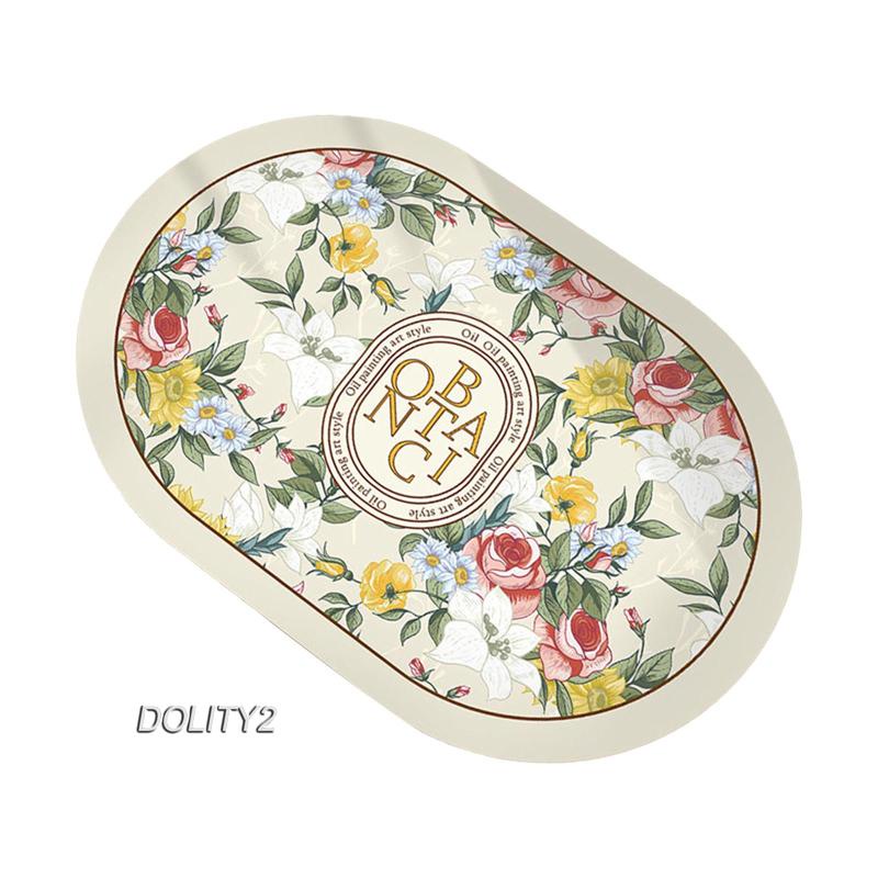 Set 2 Thảm Lót Sàn Nhà Tắm / Bồn Rửa Chén Hình Oval Thấm Hút Nước Chống Trượt