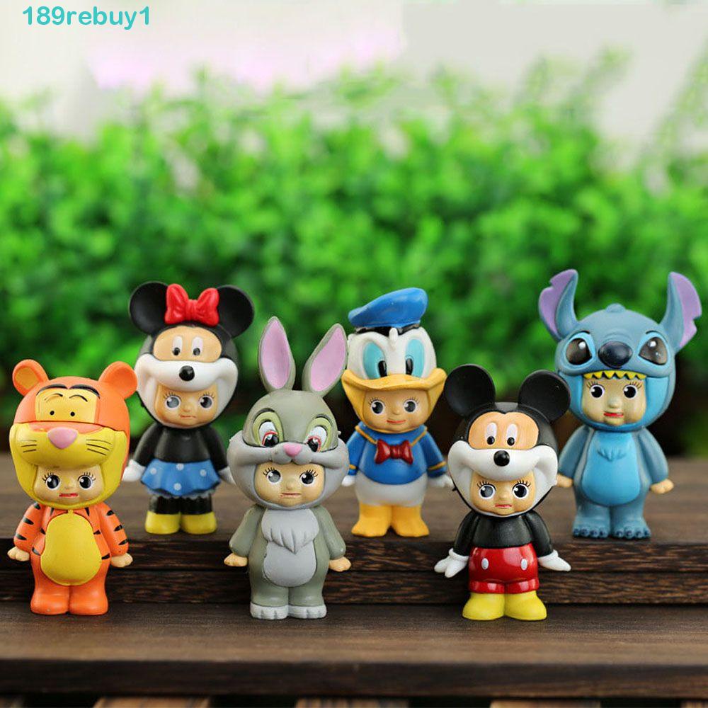 Bộ 6 Mô Hình Nhân Vật Hoạt Hình Disney / Vịt Donald / Chuột Mickey Minnie REBUY1