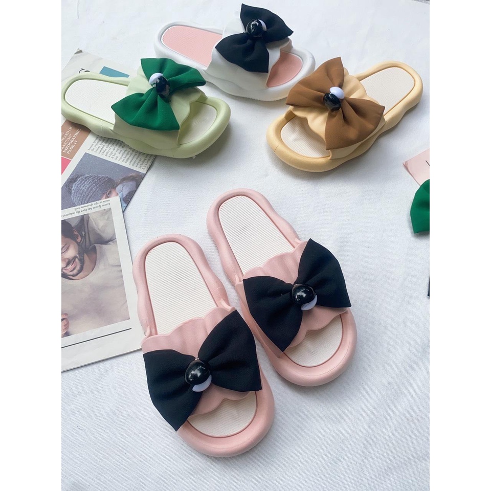 JY390-B18 NƠ BI VẢI -Dép Nữ Mới Đế Dày Chống Trơn Trượt Mùa Hè Phối Kèm Hoạ Tiết Hoạt Hình