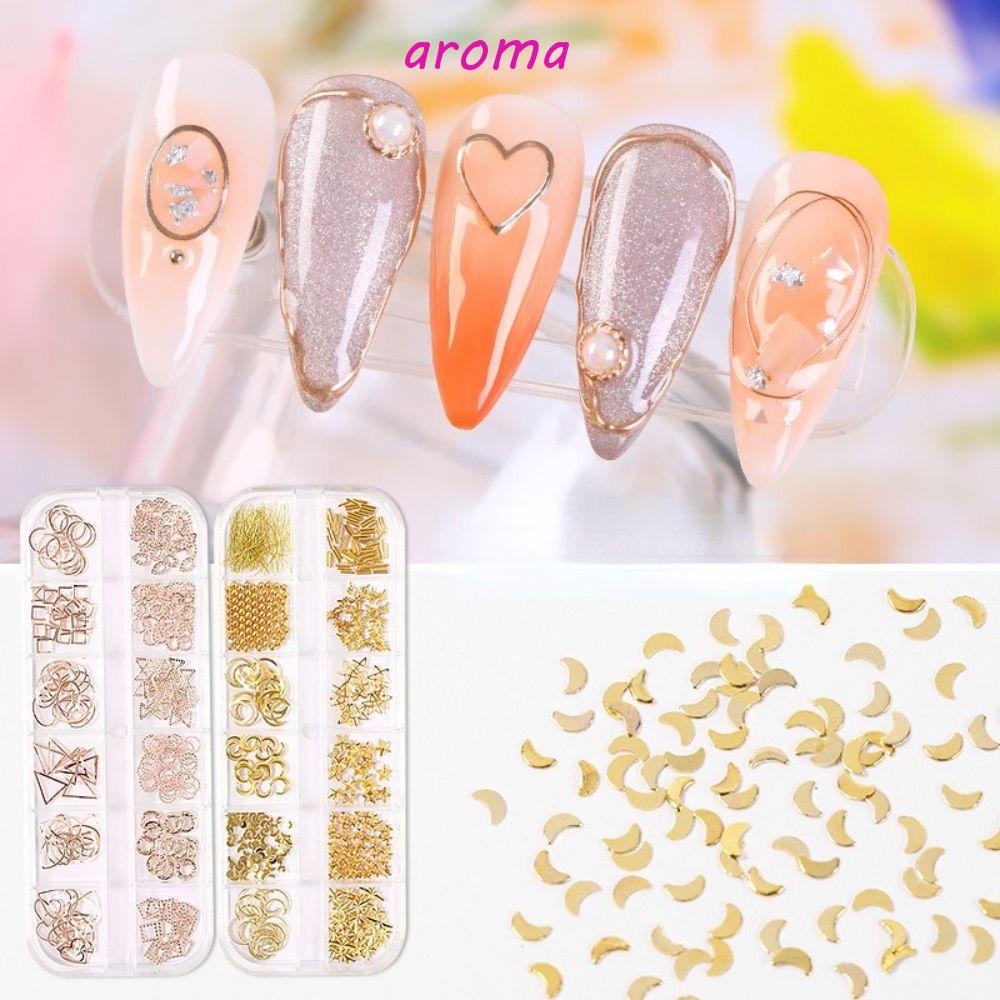 AROMA Hộp Phụ Kiện Đinh Tán Trang Trí Móng Tay 12 Ô Tiện Dụng