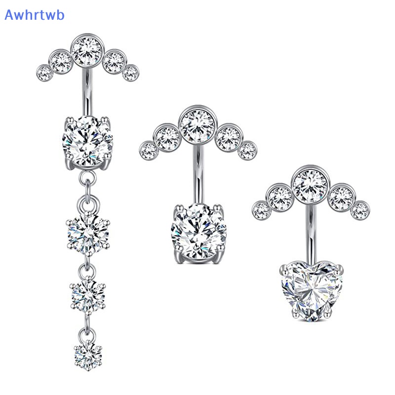 1 Bộ Khuyên Rốn Bằng Thép Không Gỉ Đính Đá Zircon Thời Trang Dành Cho Nữ Mới