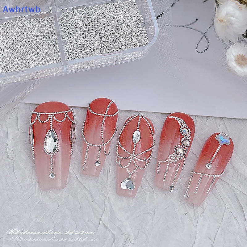 Hộp 6 Ngăn Đựng Hạt Kim Loại Mini 3D Trang Trí Móng Tay Mới