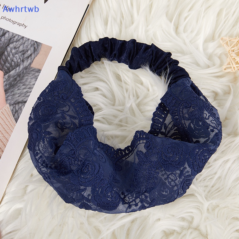 Băng Đô Cài Tóc Rửa Mặt Phối Ren Trắng Thêu Họa Tiết Đơn Giản Thoáng Khí Thời Trang Mới