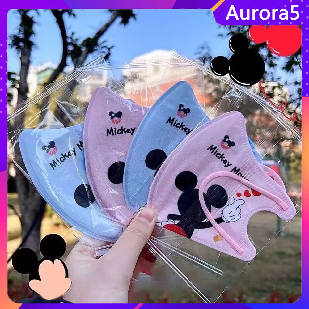 10 chiếc khẩu trang trẻ em Mickey 3D bảo vệ bốn lớp mùa hè dùng một lần in mỏng thoáng khí dễ thương