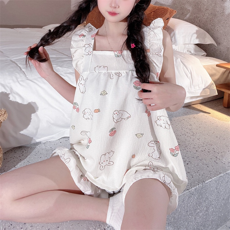 Quần Short Hai Dây Họa Tiết Hoa Hoạt Hình Phong Cách Hàn Quốc Thời Trang Mùa Hè Cho Nữ