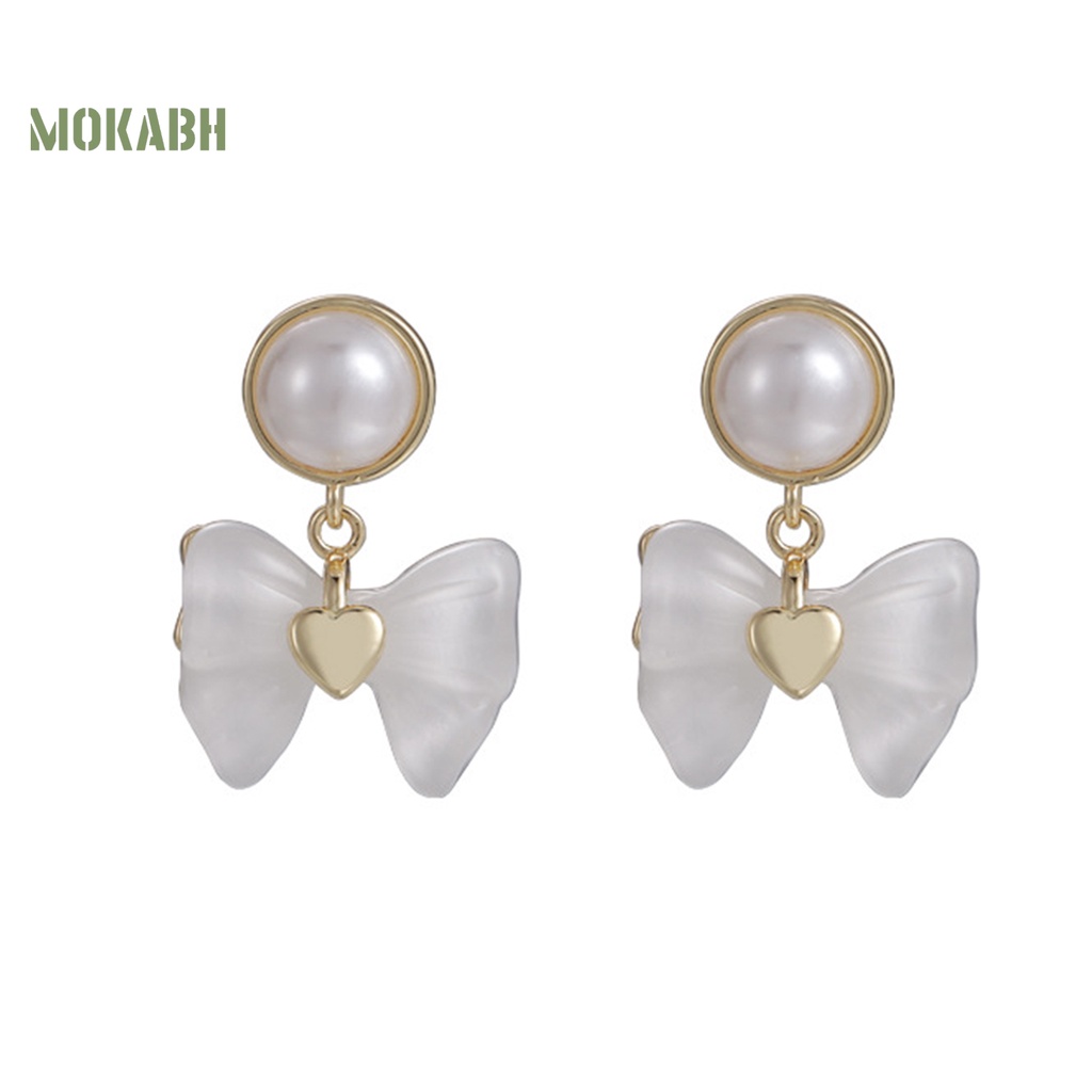 1 Đôi Bông Tai Hình Nơ Đính Ngọc Trai Giả Màu Trắng Phong Cách Pháp Thanh Lịch Thời Trang Cho Nữ