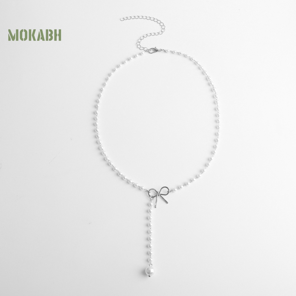 Vòng Cổ Chuỗi Hạt Ngọc Trai / Nơ Tua Rua Dài Bằng Hợp Kim Màu Vàng / Bạc Dễ Thương Xinh Xắn