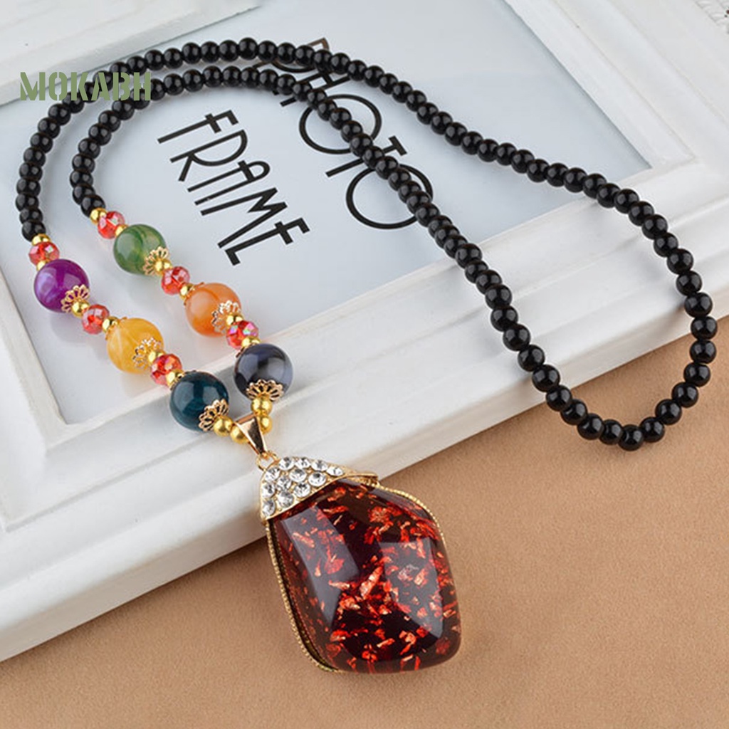 [Mới] Vòng Cổ Mặt Hình Giọt Nước Kết Cấu Sáp Ong Giả Lấp Lánh Phong Cách Dân Tộc Retro Không Phai Màu Cho Nữ