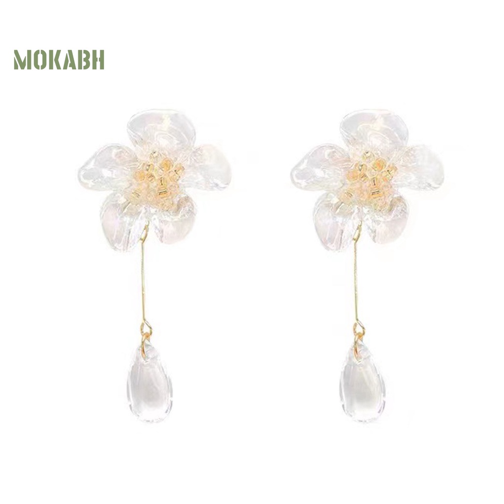 1 Đôi Bông Tai Hình Giọt Nước Pha Lê Trong Suốt Không Gây Dị Ứng Phong Cách Pháp Thời Trang